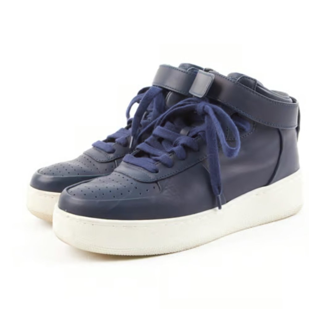CELINE - Leather High Top Phoebe Philo Trainers - Navy Blue - Size 38 EU / 7 US